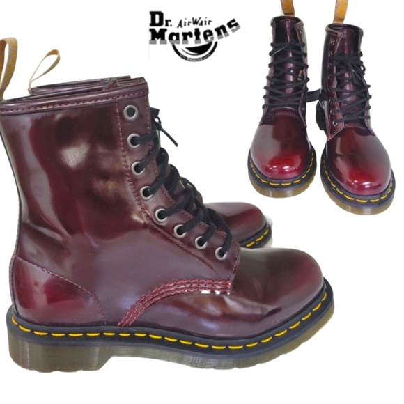NWT Dr. Martens 1460 Lace Up Vegan 7 Cherry Red Combat Boots - Picture 2 of 12